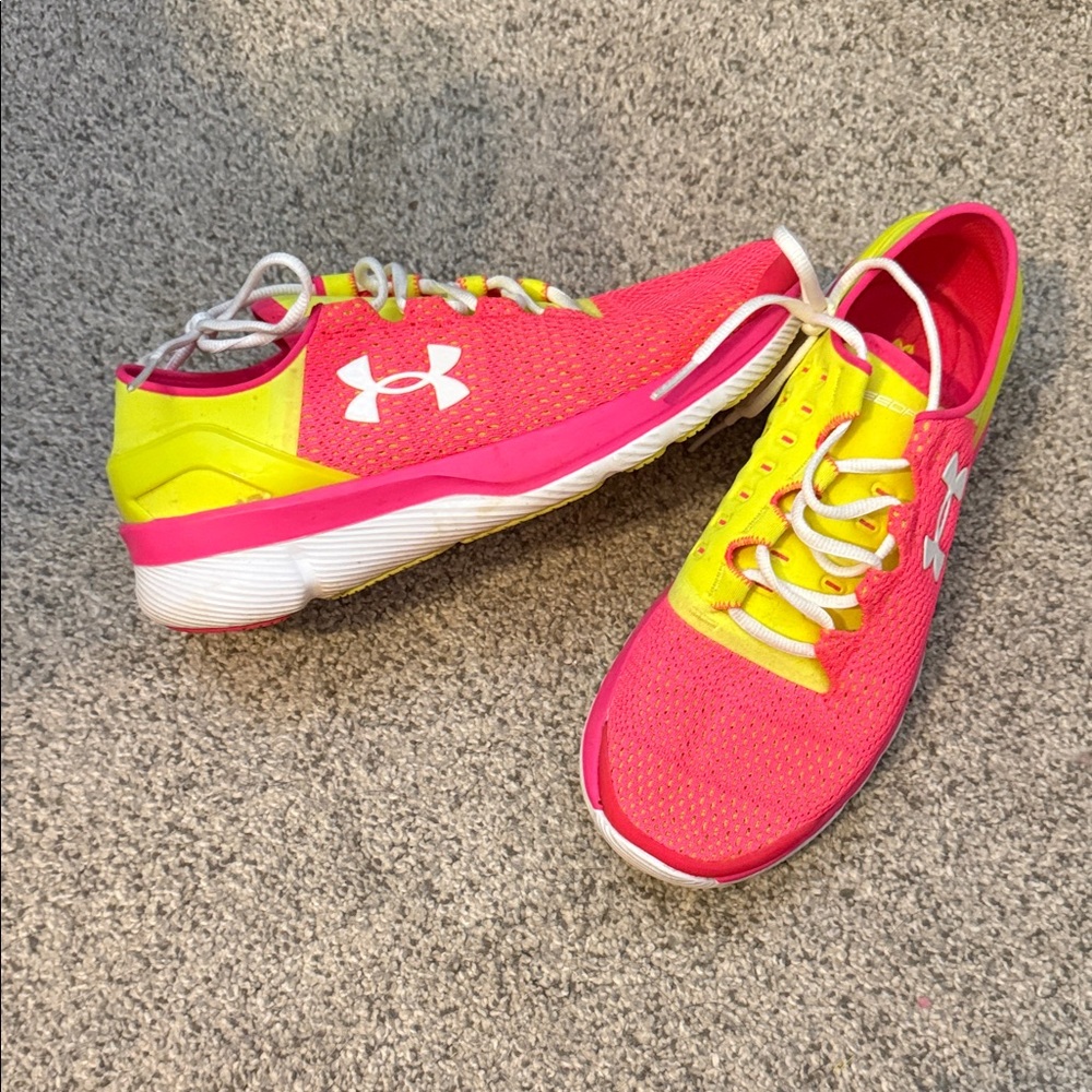 Under Armour Women's Vibrant Pink and Yellow Sneakers